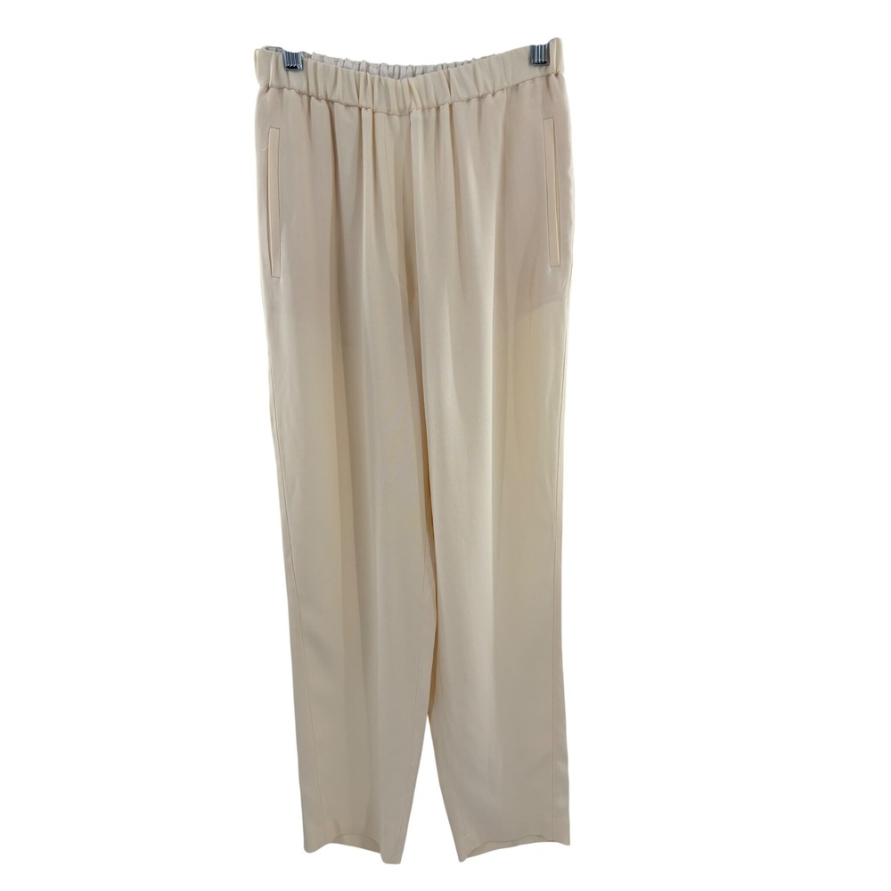 forte forte italy cream elastic waist wide leg pants womens size 0